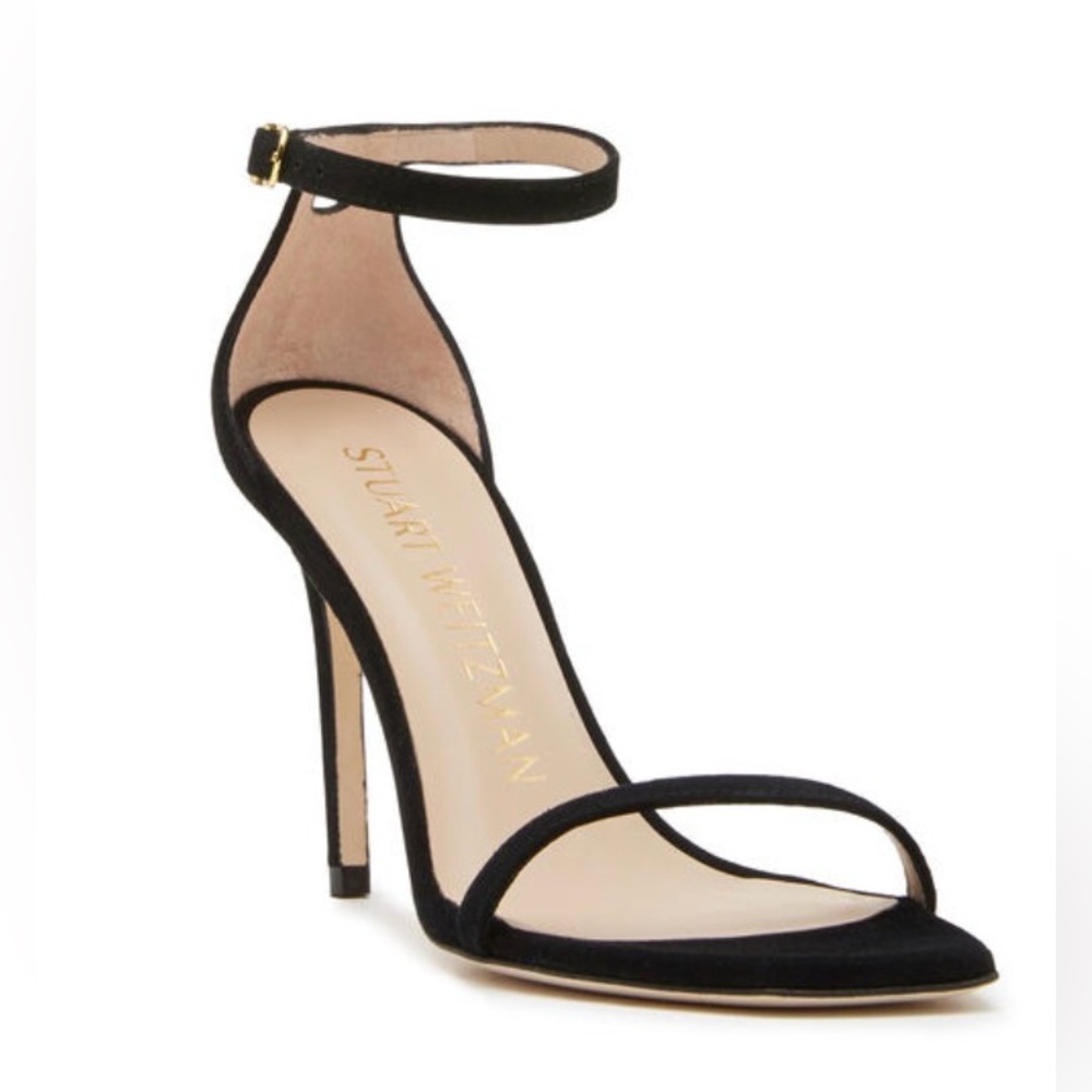 Stuart Weitzman NUDISTCURVE 100 SANDAL Black Suede Size 5